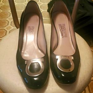 Authentic Salvadore ferragamo woman's patent leather shoes sz 10
